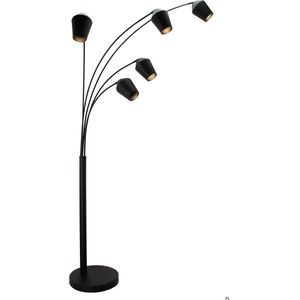 Chericoni Tavola Vloerlamp - 5 lichts - Ø8,5cm - Hoogte 203cm - Corrund Black, Zwart - IJzer, Metaal - Italiaans Ontwerp - Nederlandse Fabrikant