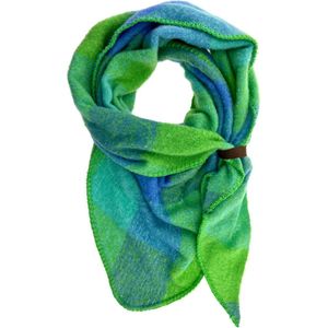 LOT83 Sjaal Iris - Vegan leren sluiting - Omslagdoek - Ronde sjaal - Groen, blauw, donkerblauw - 1 Size fits all