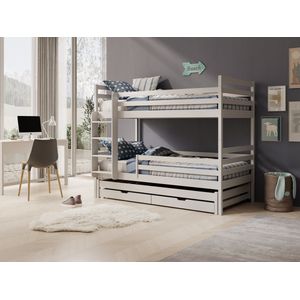 Meubella - Stapelbed Linde - Wit - 90x200 cm - 3 persoons