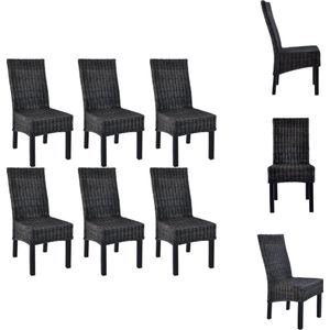 vidaXL Kubu Rattan Eetkamerstoelen - 46 x 61 x 93 cm - Zwart - Eetkamerstoel