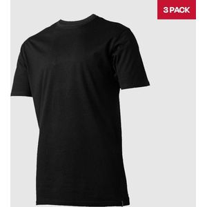 LebasQ - Steve's T-shirt voor heren - 3 pack - met Ronde hals - Extra lang - Geschikt als Ondershirt - Zwart - XXL - Katoen
