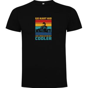 Zwart T-Shirt met Kleurrijke print “ Go Kart Kid is Cooler – Karten – Racen “ Print Full Color Maat S