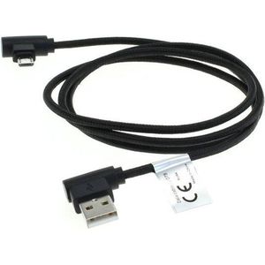 USB Micro B haaks naar USB-A haaks kabel - USB2.0 - tot 1A / zwart - 1 meter