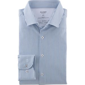 OLYMP 24/7 Level 5 body fit overhemd - tricot - bleu gestreept - Strijkvriendelijk - Boordmaat: 38