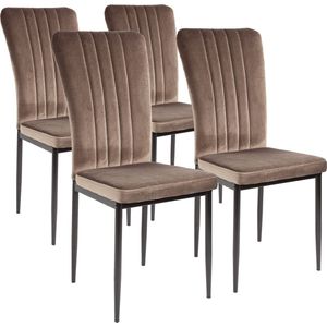 Albatros Modena Eetkamerstoelen met Fluwelen hoes, Set van 4, Bruin - Stijlvol Vintage Design, Fluwelen hoes, SGS-goedgekeurde gestoffeerde stoel - Moderne Keukenstoel, Eetkamerstoel of Eettafelstoel