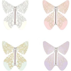 Magic Butterfly ® - Opdraai Vlinder - Magische Vlinders - Vlinder voor in een kaart - Tattoo Assortiment 4 stuks