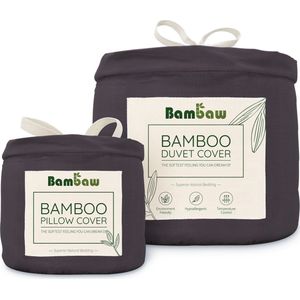 Bamboe Beddengoed Set - Dekbedovertrek 240x220 met 2 Kussenslopen 65x65 - Houtskool - Extra-breed - Ecologisch cadeau - 3 Stuks - Bambaw