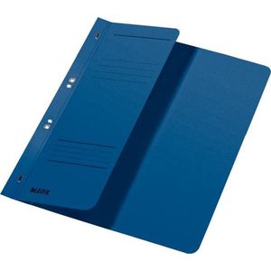 Snelhechtmap Leitz 3740 A4 1/2 voorblad + 2 gaats 250gr karton blauw