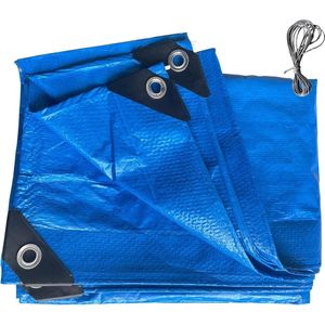 Afdekzeil, 140 g/m² blauw, 1,5 m x 10 m = 15 m², beschermend zeil, bootzeil, houtafdekzeil met ingestanste ringen, voor buiten, tuinmeubelen, trampoline, auto, waterdicht, scheurvast, waterdicht, 1,5 m x 10 m = 15 m²