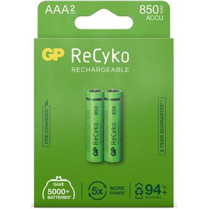 GP ReCyko AAA 850mAh 2 stuks Oplaadbare NiMH Batterij