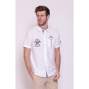 The Wildstream-Heren Overhemd-Caller-Fresh White-Korte Mouw-Maat XL