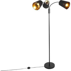 QAZQA carmen - Moderne Vloerlamp | Staande Lamp met flexarm - 3 lichts - H 160 cm - Zwart - Woonkamer | Slaapkamer | Keuken