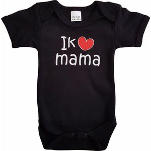 Zwarte romper met ""Ik hou van mama"" - maat 68 - moederdag, zwanger, cadeautje, kraamcadeau, grappig, geschenk, baby, tekst