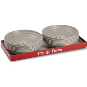 PlasticForte Rond bord/camping - diep bord - D19 cm - taupe - kunststof - soepborden