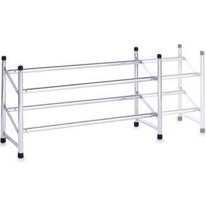 Metalen schoenenkast/schoenenrek uitschuifbaar 2-laags 64-117 cm - Zeller - Schoenen opbergers/opbergen - Schoenenkasten/schoenenrekken - Camping/gang kasten/rekken