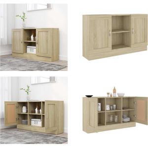 vidaXL Dressoir 120x30-5x70 cm spaanplaat sonoma eikenkleurig - Vitrine - Vitrines - Dressoir - Dressoirs