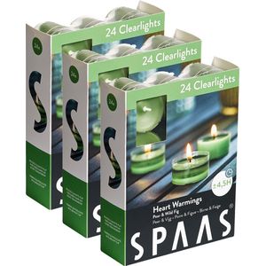 SPAAS Kaarsen - Theelichtjes in Transparante Cup - Waxinelichtjes Geur Heart Warmings - 3 x 24 Stuks - ± 4,5 Branduren