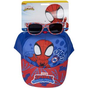 Set van pet en zonnebril Spidey Blauw (51 cm) 2 Onderdelen Rood