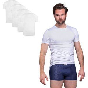 BOXR Underwear - Bamboe T-Shirt Heren - Ronde Hals - Wit - 3XL - Zijdezacht - Thermo Control - Ondershirt Heren - 4-Pack