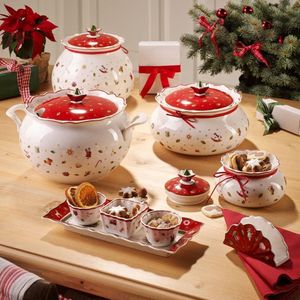 Toy's Delight - 4-delige Dip Set serveerschaal met dipschaaltjes - Kerstmis tafeldecoratie - premium porselein Schalen & Presenteerbladen