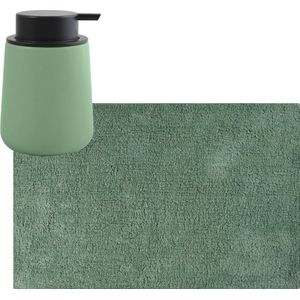 MSV badkamer droogloop mat/tapijt - 40 x 60 cm - met zelfde kleur zeeppompje 300 ml - groen