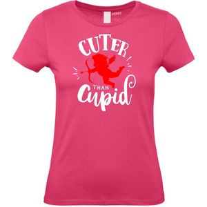 Dames t-shirt Cuter Than Cupid | Valentijn cadeautje voor haar | Valentijn | Valentijnsdag voor vrouwen | Fuchsia Dames | maat L