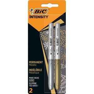 BIC Intensity Metallic Permanent Markers - Zilver en Goud - Pak van 2 Stuks