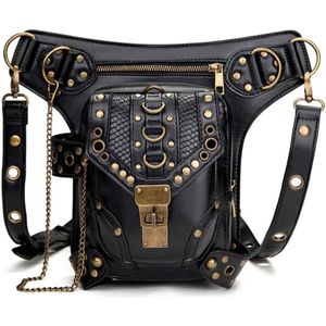 Steampunk Halloween sporttas handtas voor heren en dames - zwart, taille been sling crossbody schoudertas fanny pack