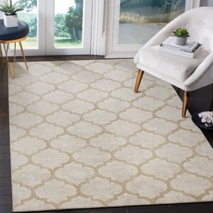 the carpet Vloerkleed Knight Elegant, Hoge kwaliteit, Woonkamerkleed, Zachte korte pool, 3-D effect, Glanzende design elementen, Hoog-Laag structuur, Beige, 140 x 200 cm