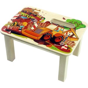 Houten Voetenbank Bouwplaats Handgemaakt - Kinderen - 34 x 25 x 19 cm - Zitten, Staand - Verhoging