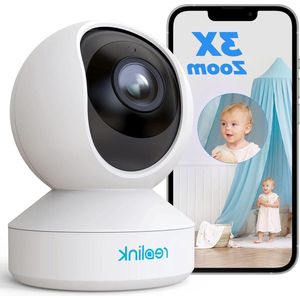 Spy Camera - Bewakingscamera 5MP PTZ Wifi Binnen 24/5GHz WiFi AI-detectie Mens Huisdier Automatisch Volgen 3x Optische Zoom Oudere Huisdieren Tweerichtingsgeluid E1 Zoom