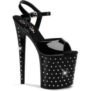 Pleaser - STARDUST-809 Sandaal met enkelband, Paaldans schoenen - Paaldans schoenen - 37 Shoes - Zwart