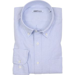SHIRTBIRD | Falcon | Overhemd | Blauw/Wit gestreept | American Oxford |  100% Katoen | Pre Washed | Strijkvriendelijk | Parelmoer Knopen | Button Down | Original OCBD | Premium Shirts | Maat 44