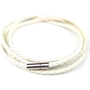 NiSy.nl Lederen armband | Wikkelarmband | Gevlochten Leer | Pinsluiting | Wit