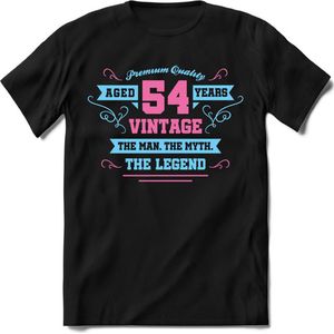 54 Jaar Legend - Feest kado T-Shirt Heren / Dames - Licht Blauw / Licht Roze - Perfect Verjaardag Cadeau Shirt - grappige Spreuken, Zinnen en Teksten. Maat XL