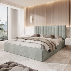 Meubella - Chief - Tweepersoonsbed - Grijs - Velvet