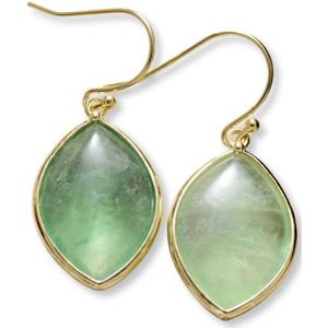Marama - Oorbellen Strawberry Quartz Groen Edelsteen - stainless steel - edelsteen - goudkleurige afwerking - oorhangers - damesoorbellen