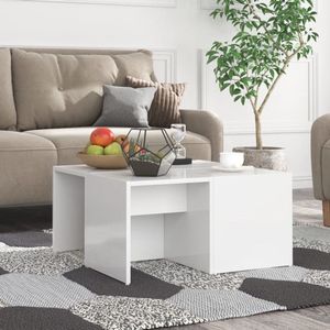 vidaXL Salontafels 4x 33x33x33 cm Hoogglans Wit Salontafel - Salontafeltje - Koffietafel - Bijzettafel - Hogglans Witte Meubelen