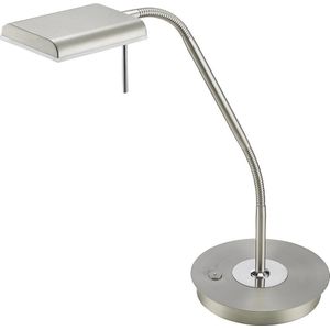 LED Bureaulamp - Trion Bernaro - 12W - Warm Wit 3000K - Dimbaar - Rond - Mat Nikkel - Aluminium
