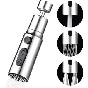 Tap Aerator, 3 Modes Kitchen Bathroom Tap Bubbler Filter with 2 (M22 and F24) Adapters, 360 Degree Swivel Multifunctional Water Saving for Kitchen/Bathroom Tap (Silver)