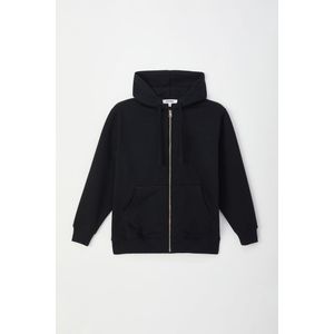 Woody hoodie met rits unisex - zwart - 222-2-SLD-K/197 - maat XXS