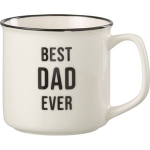 J-Line tas Bericht Best Dad - porselein - wit/zwart - 2 stuks - vaderdag cadeau