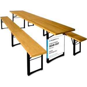 Biertafel - Biertafel Met Banken - 220x50x70 cm - Inklapbaar - Gelakt - Voor Binnen En Voor Buiten - Dennenhout