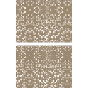 6x stuks retro stijl beige placemats van vinyl 40 x 30 cm - Antislip/waterafstotend - Stevige top kwaliteit
