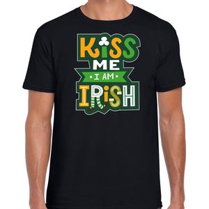 St. Patricks day t-shirt zwart voor heren - Kiss me im Irish - Ierse feest kleding / outfit / kostuum XXL