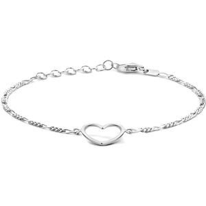 Armband met hartje 16 + 3 cm - armband dames - armband dames zilver - valentijn - zilveren armband dames