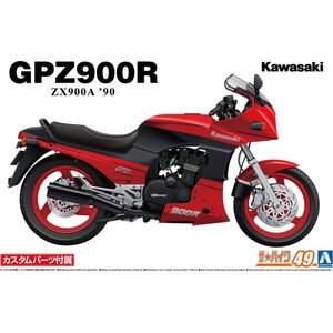 1:12 Aoshima 06709 Kawasaki ZX900A GPZ900R Ninja 1990 w/Custom Parts Plastic Modelbouwpakket