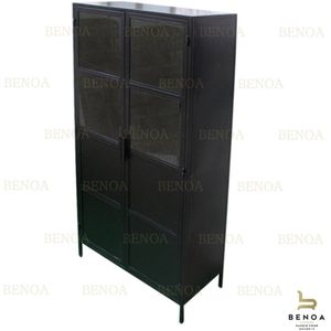 Vitrinekast Besi Iron & Glass Cabinet 180 cm - zwart