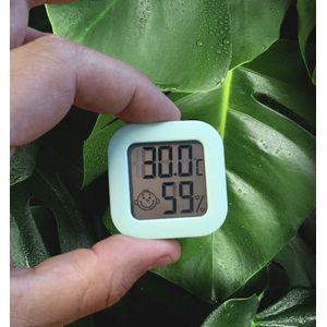 Ferrarium temperatuur- en luchtvochtigheidsmeter - Zwart - Inclusief batterij, houder én sticker - Digitale hygrometer, thermometer, temperatuurmeter voor binnen, digitaal weerstation - Luchtvochtigheid voor planten digitaal meten