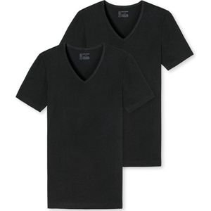 Schiesser 95/5 T-shirt V-hals - 2 Pack 000 Black - maat 3XL (3XL) - Heren Volwassenen - Katoen/elastaan- 173982-000-3XL